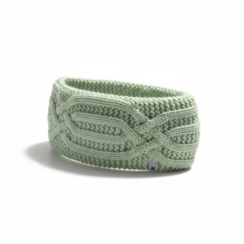 Hurley Womens Mint Green Cable Knit Headband Ear Warmer HICW0002 Logo Tag